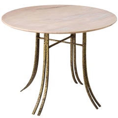 Italian Orosei Marble Side Table with Brass Legs