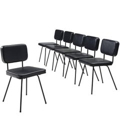 Pierre Guariche Set of Six Black Dining Chairs for Airborne