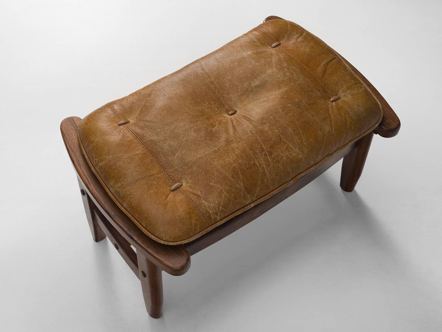 Jean Gillon 'Jangada' Brazilian Armchair and Ottoman in Original Leather 4