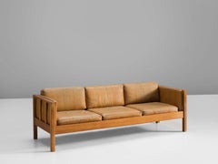 Dutch Cognac Leather Free-Standing Sofa