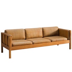 Dutch Cognac Leather Free-Standing Sofa