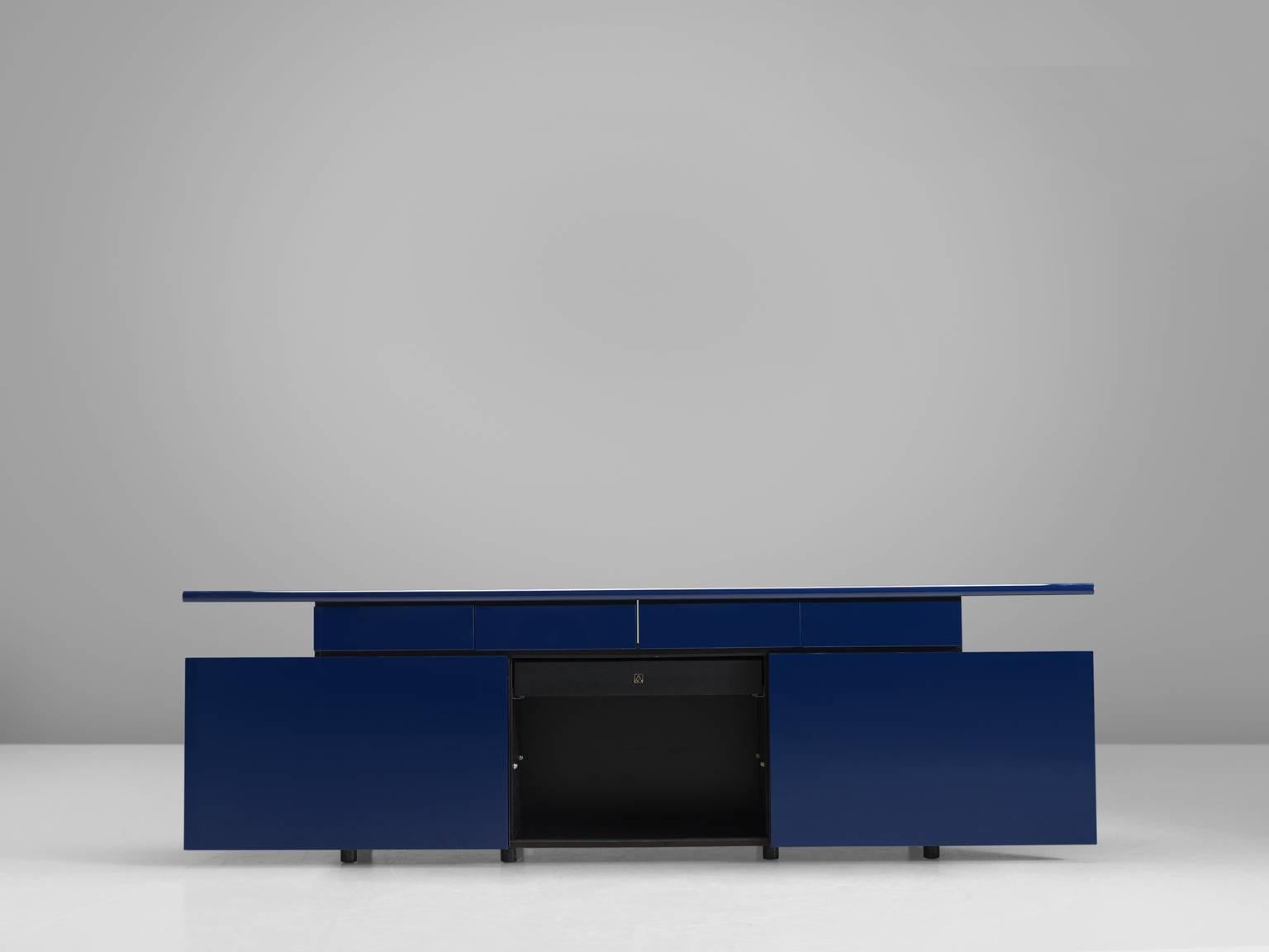 Mid-Century Modern Giotto Stoppino for Acerbis 'Sheraton' Navy Blue Sideboard, 1979