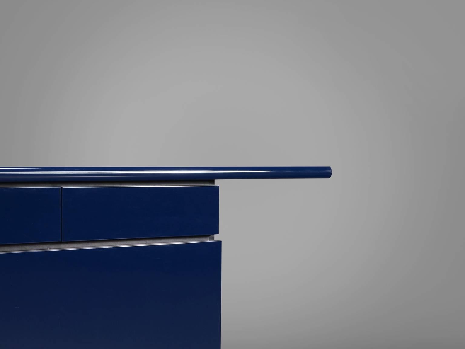 Veneer Giotto Stoppino for Acerbis 'Sheraton' Navy Blue Sideboard, 1979