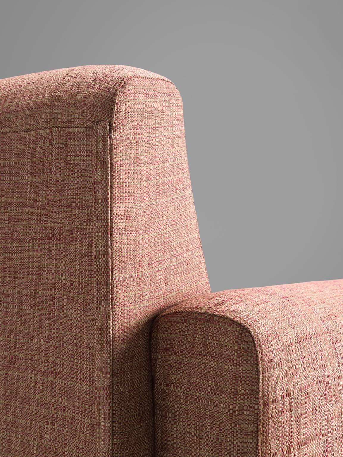 Pair of Luxurious Italian Rosewood Armchairs in Pink with Brass 1