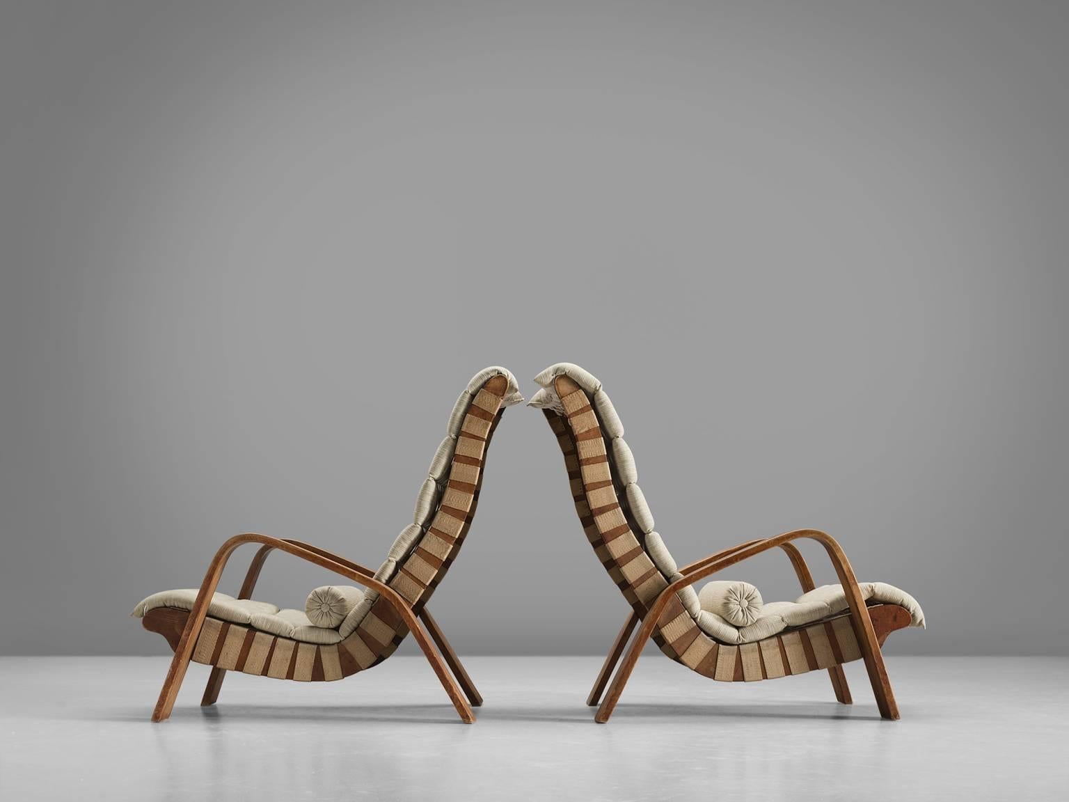 Mid-20th Century Set of Two Sculptural Czech Lounge Chairs