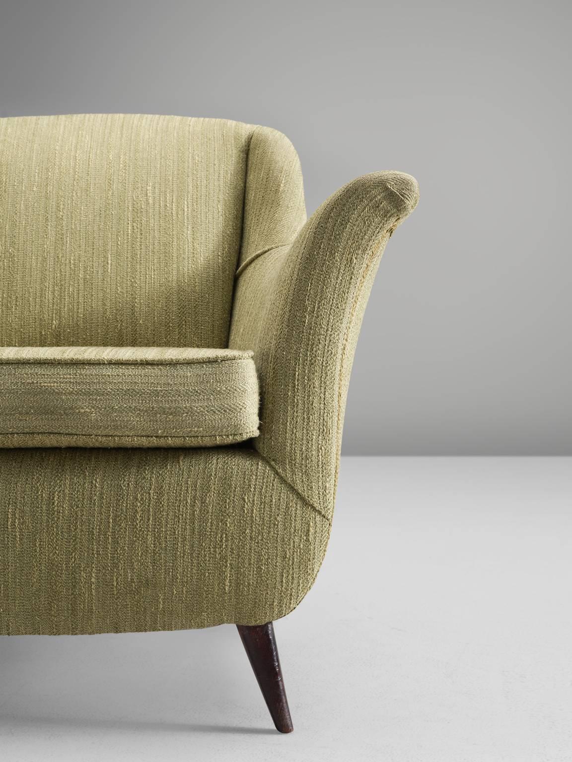 Fabric Italian Soft Green Lounge Chairs, 1950s