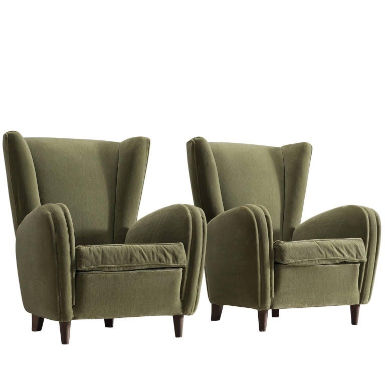 Olive Green Italian Lounge Chairs, 1950s For Sale at 1stdibs