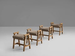 Guillerme et Chambron Set of Four Stools in Neutral Colors