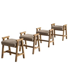 Guillerme et Chambron Set of Four Stools in Neutral Colors