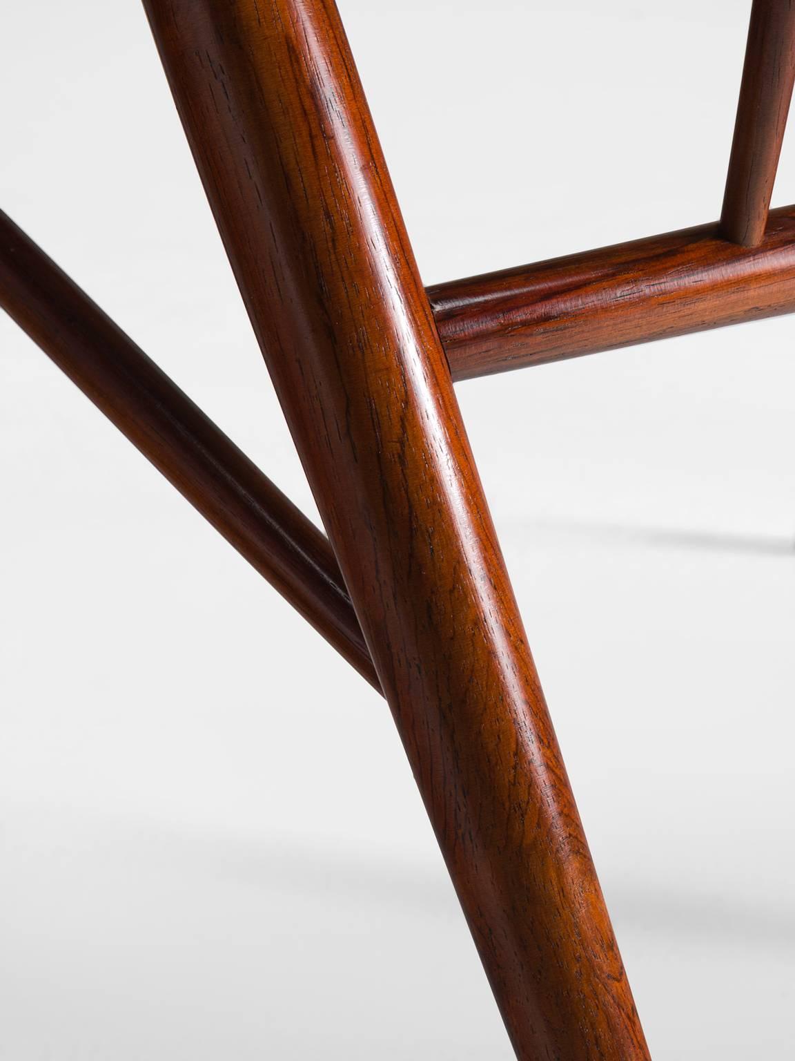 Danish Helge Sibast Roundback Chair in Rosewood and Leather