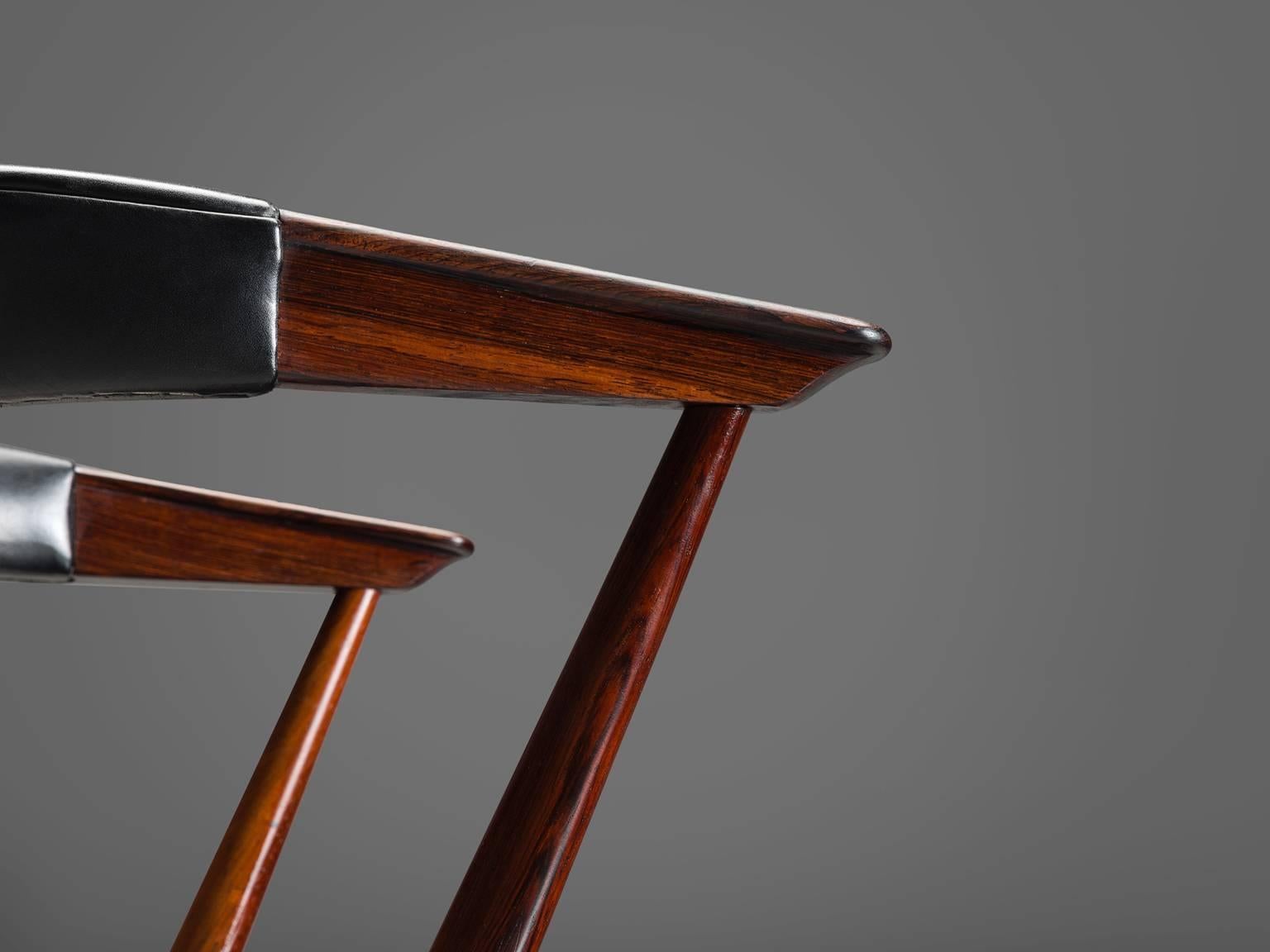 Mid-20th Century Helge Sibast Roundback Chair in Rosewood and Leather