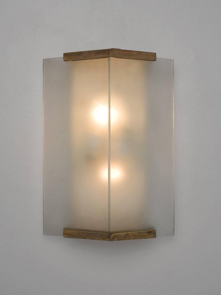 Pair of Wall Lights with Brass and Opaline Glass For Sale at 1stDibs