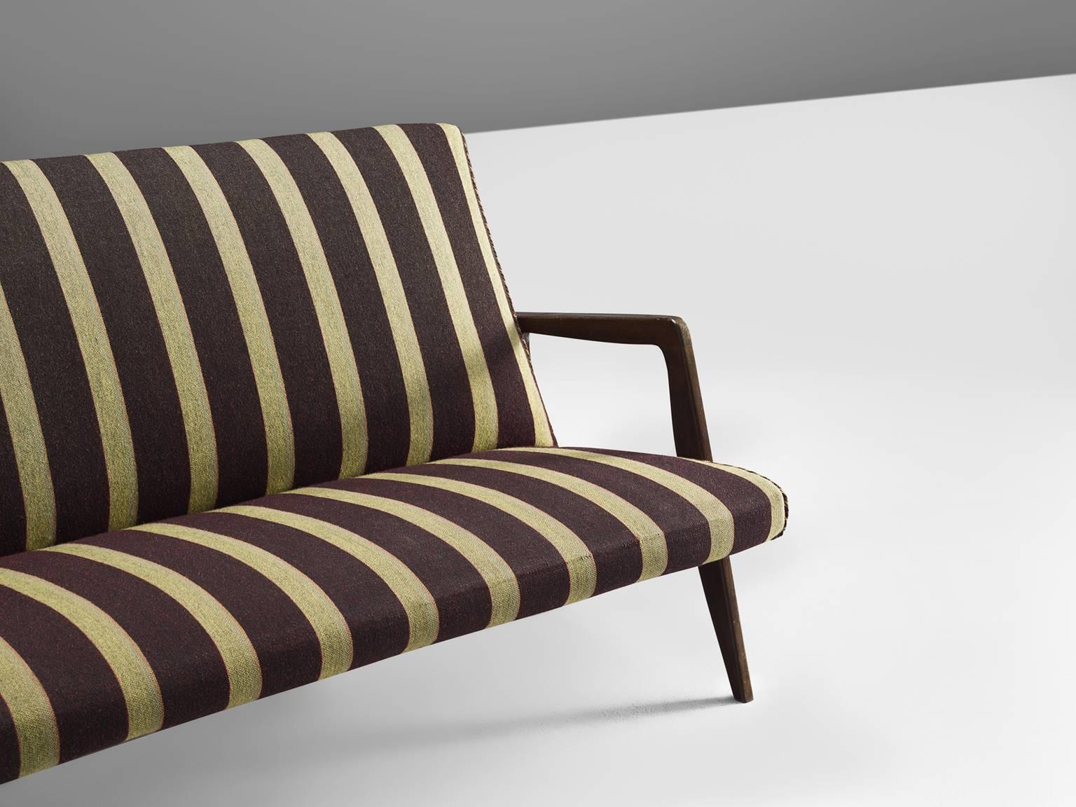 Scandinavian Settee in Striped Fabric and Organic Frame In Good Condition In Waalwijk, NL