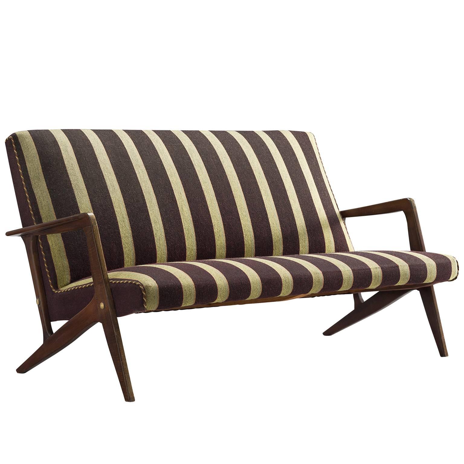 Scandinavian Settee in Striped Fabric and Organic Frame