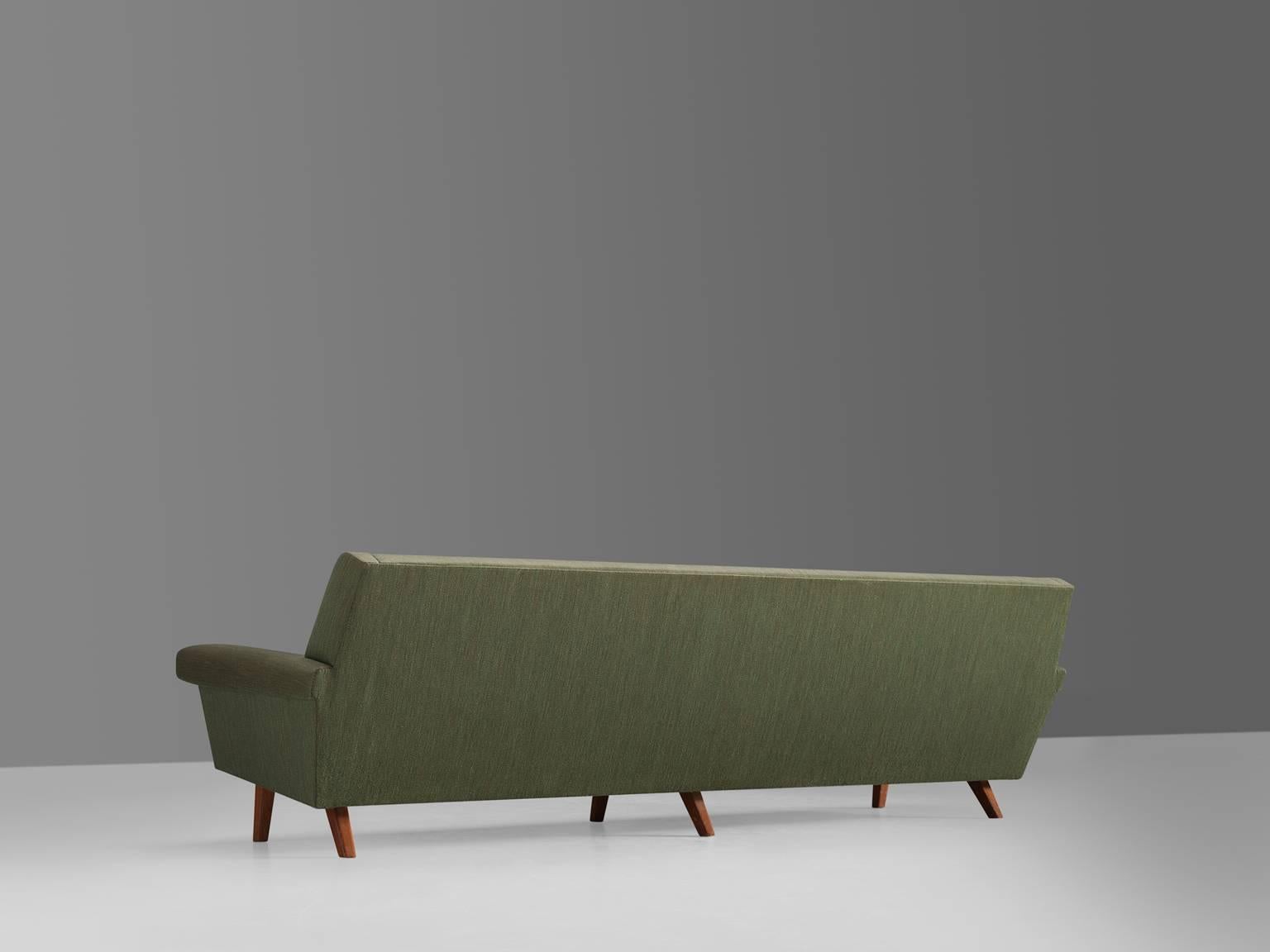 Mid-20th Century Danish Four-Seat Sofa in Original Green Fabric, 1950s