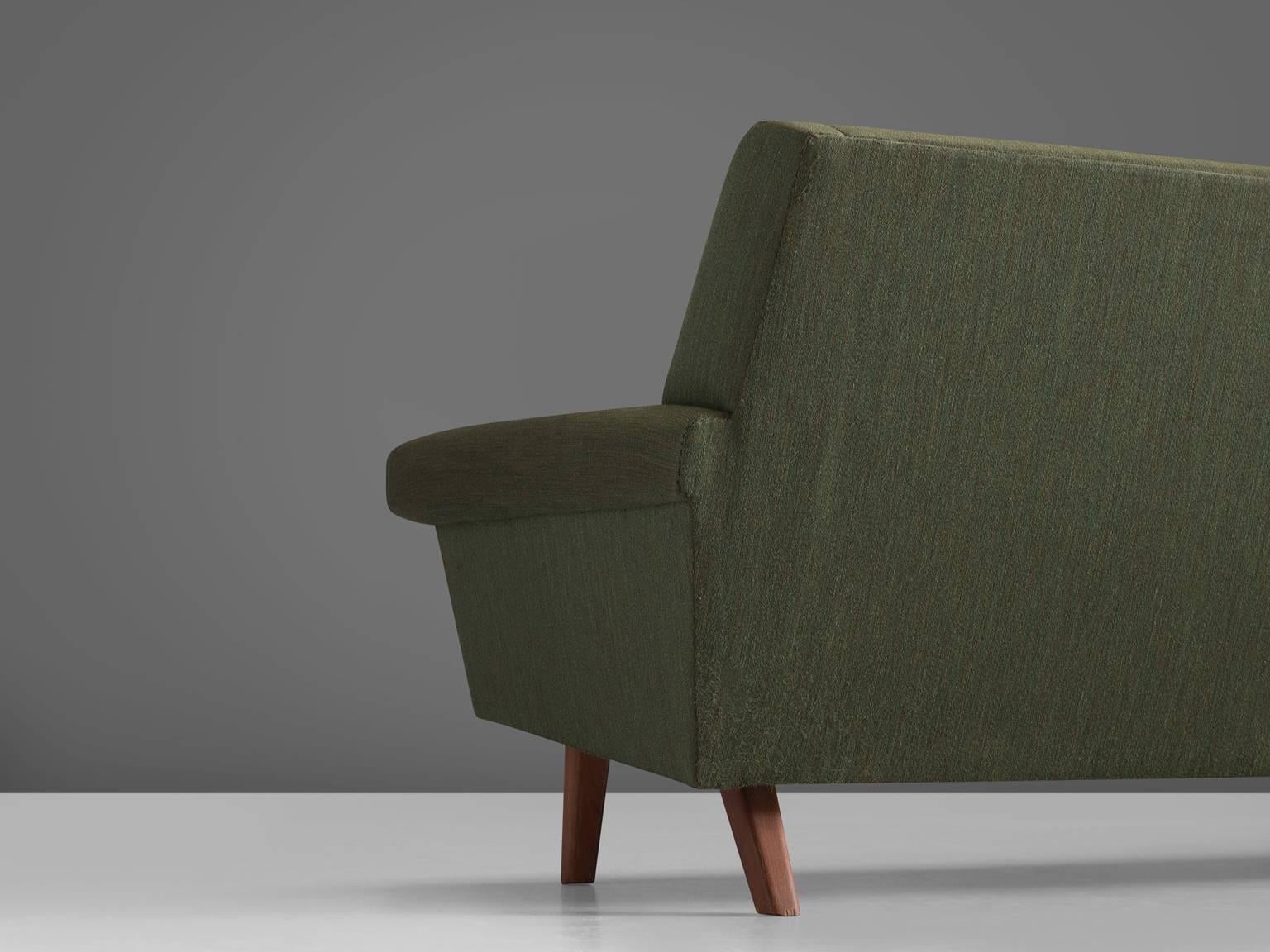 Danish Four-Seat Sofa in Original Green Fabric, 1950s 2