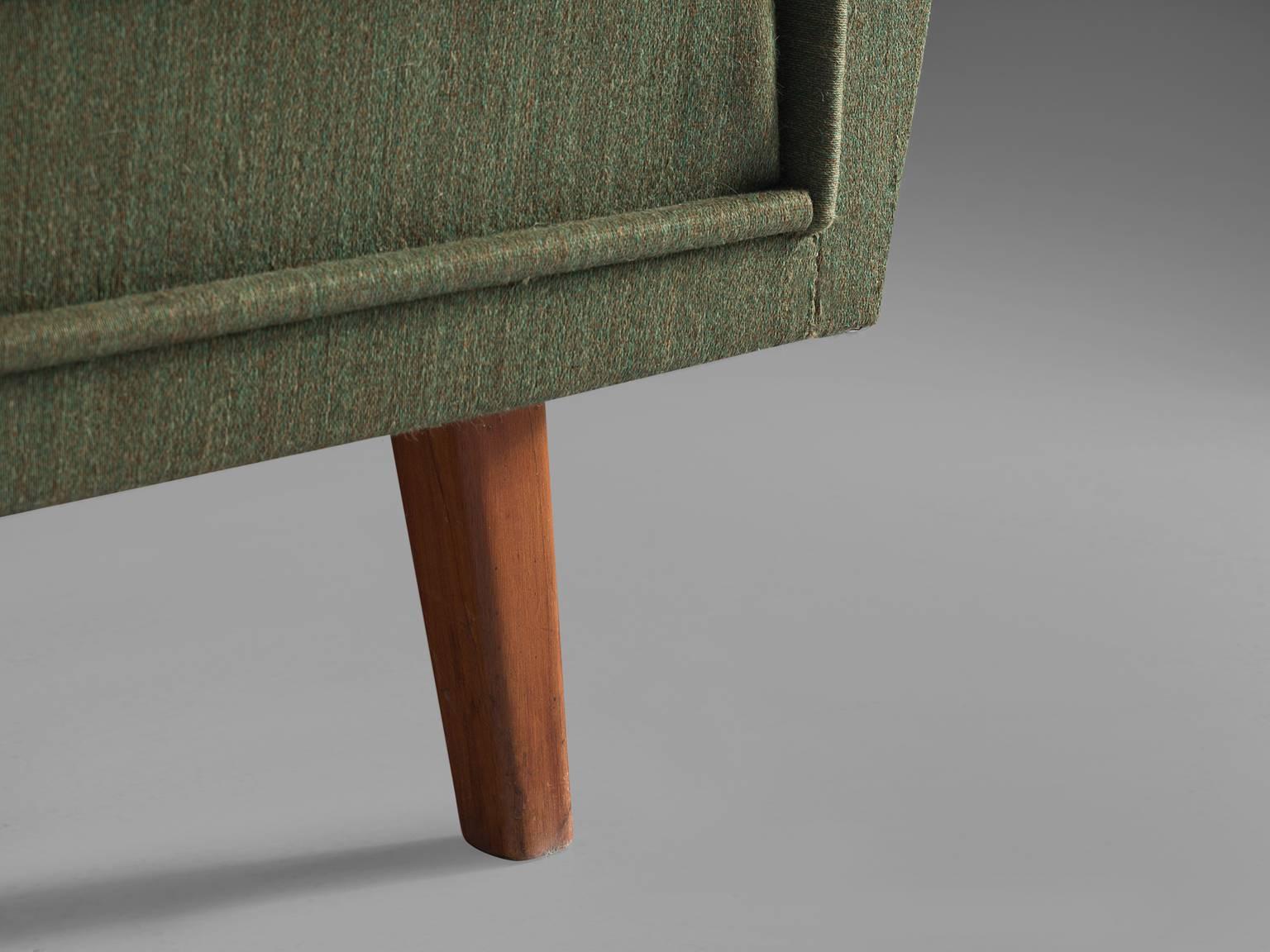 Danish Four-Seat Sofa in Original Green Fabric, 1950s 5