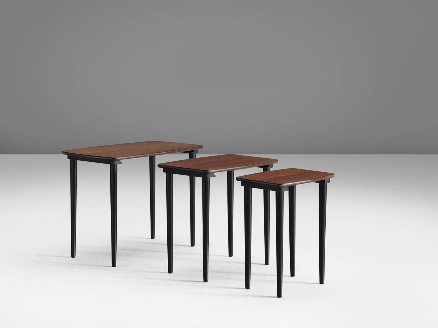 Scandinavian Modern Set of Three Scandinavian Nesting Tables