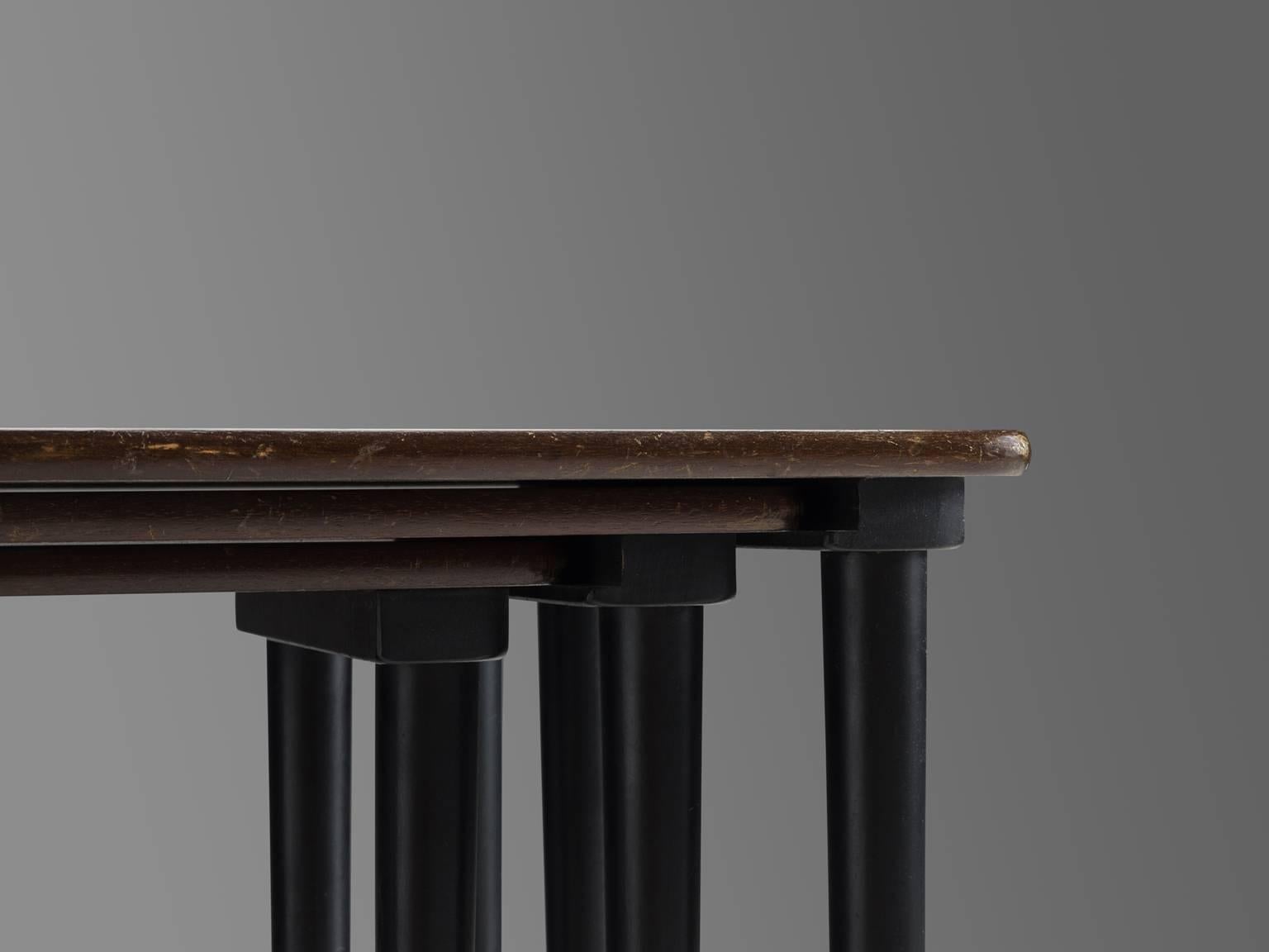 Wood Set of Three Scandinavian Nesting Tables