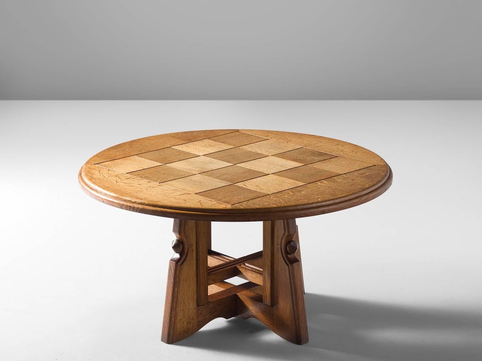 Mid-Century Modern Guillerme & Chambron Sculptural Centre Table in Oak