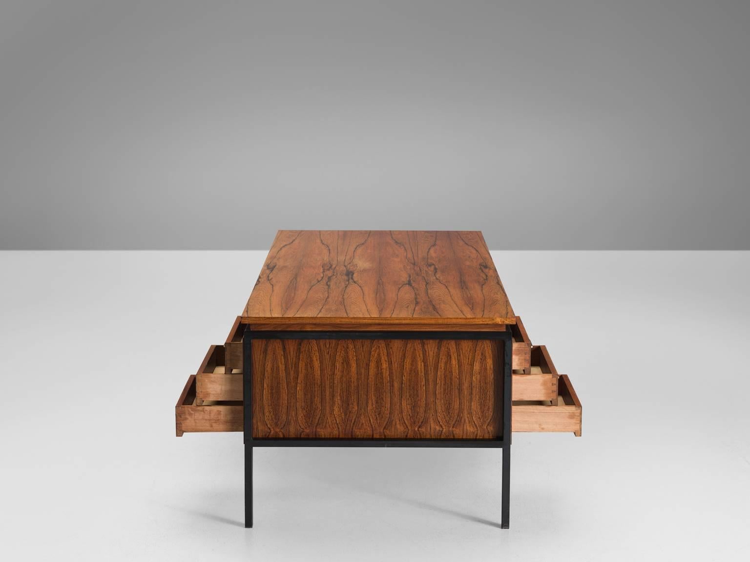 Danish Desk in Rosewood and Black Steel Frame 1
