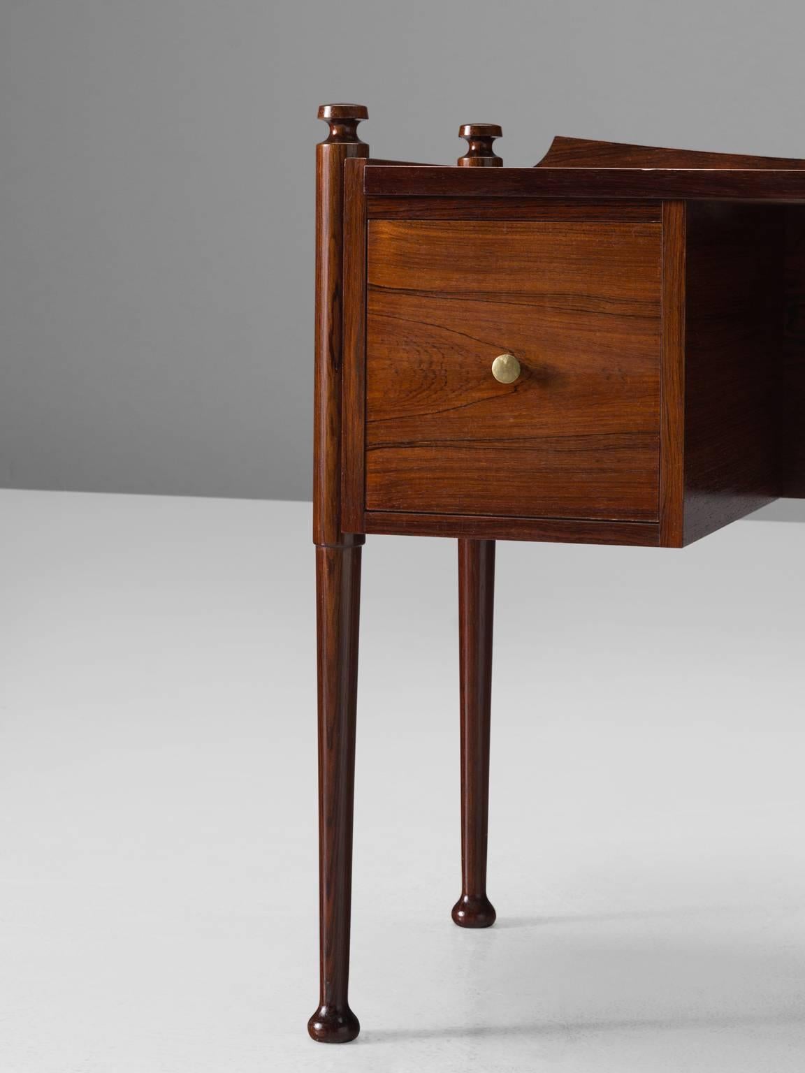Danish Free Standing Vanity Table in Rosewood and Brass, 1950s 1
