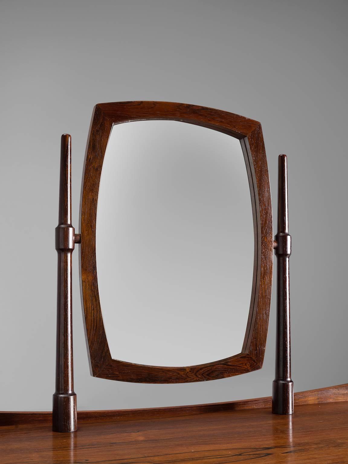 Danish Free Standing Vanity Table in Rosewood and Brass, 1950s 2