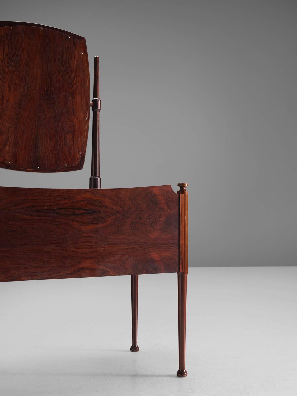 Danish Free Standing Vanity Table in Rosewood and Brass, 1950s 3