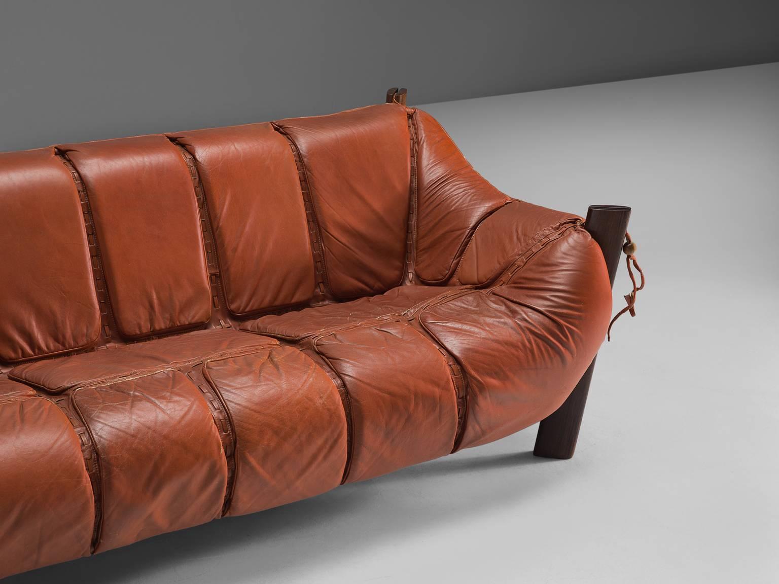 Late 20th Century Percival Lafer Three-Seat Sofa in Red Leather