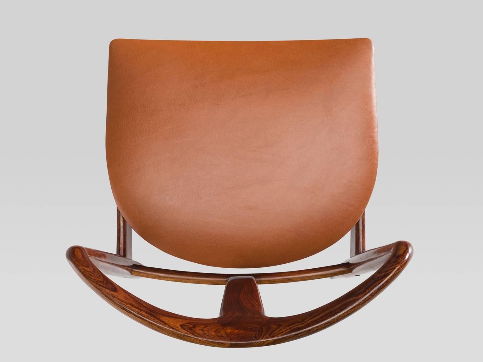 Mid-20th Century Johannes Andersen Set of Ten 'Juliane' Chairs in Rosewood and Cognac Leather