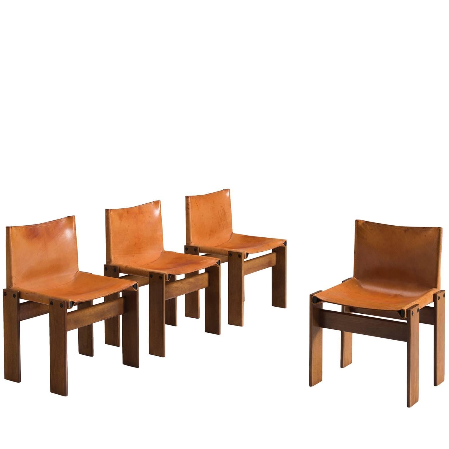 Scarpa Monk Chairs in Patinated Cognac Leather 2