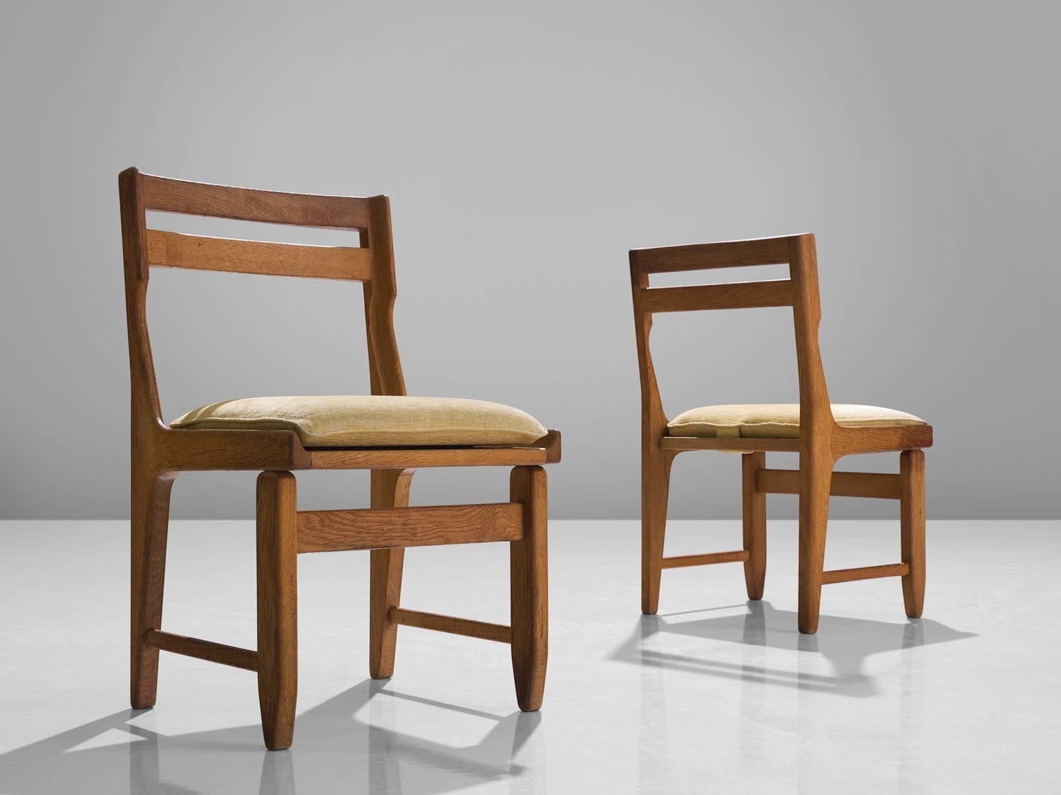 Set of Ten Carved Oak Dining Chairs by Guillerme and Chambron In Good Condition In Waalwijk, NL