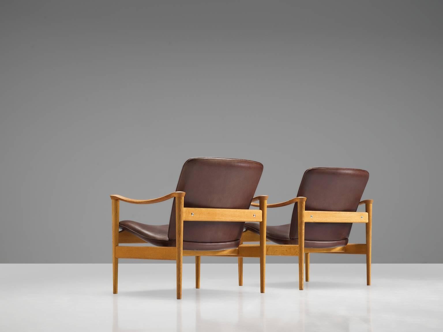 Fredrik A. Kayser Norwegian Oak Easy Chairs In Good Condition In Waalwijk, NL