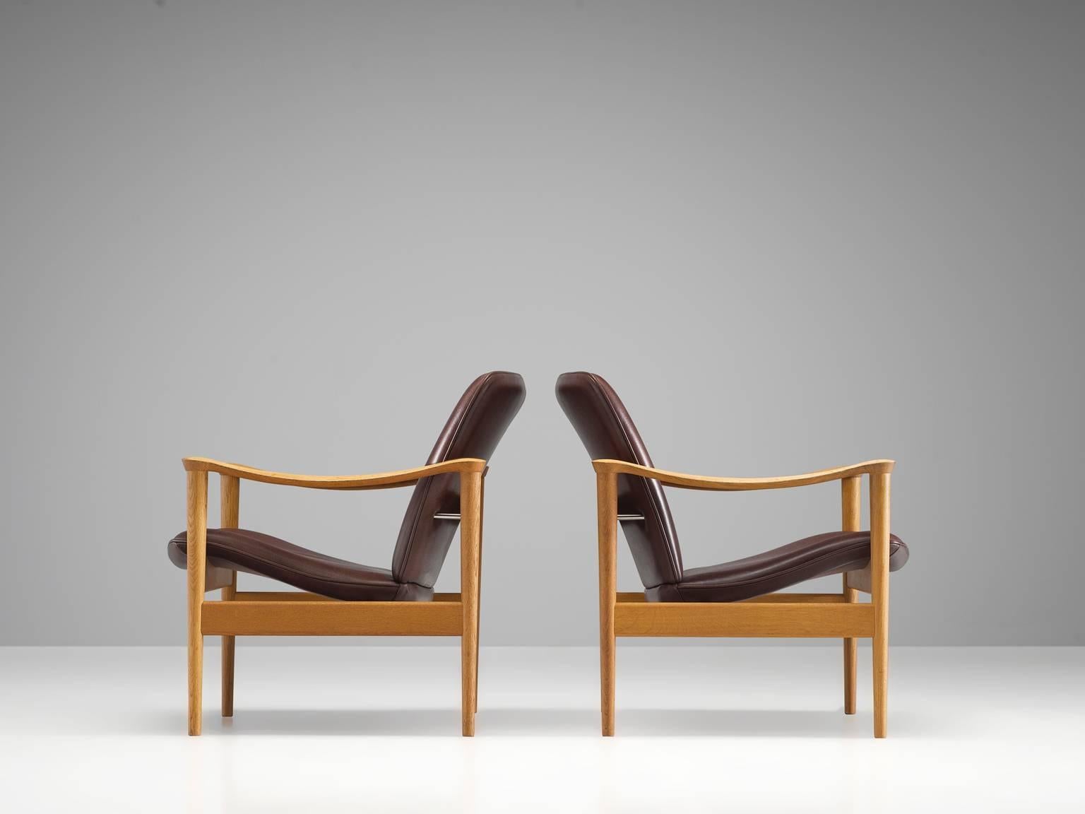 Mid-20th Century Fredrik A. Kayser Norwegian Oak Easy Chairs