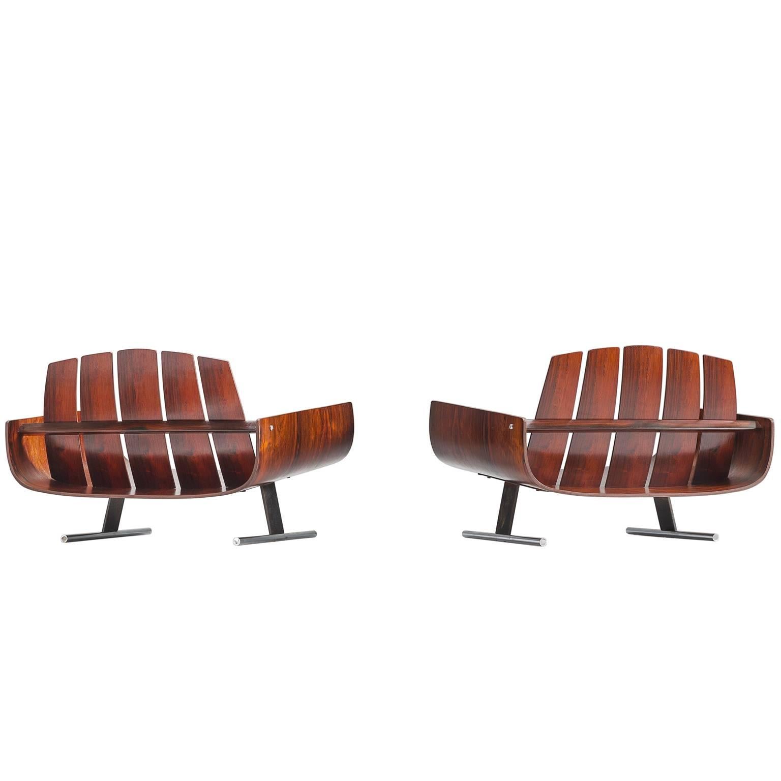 Jorge Zalszupin Pair of 'Presidential' Lounge Chairs in Rosewood