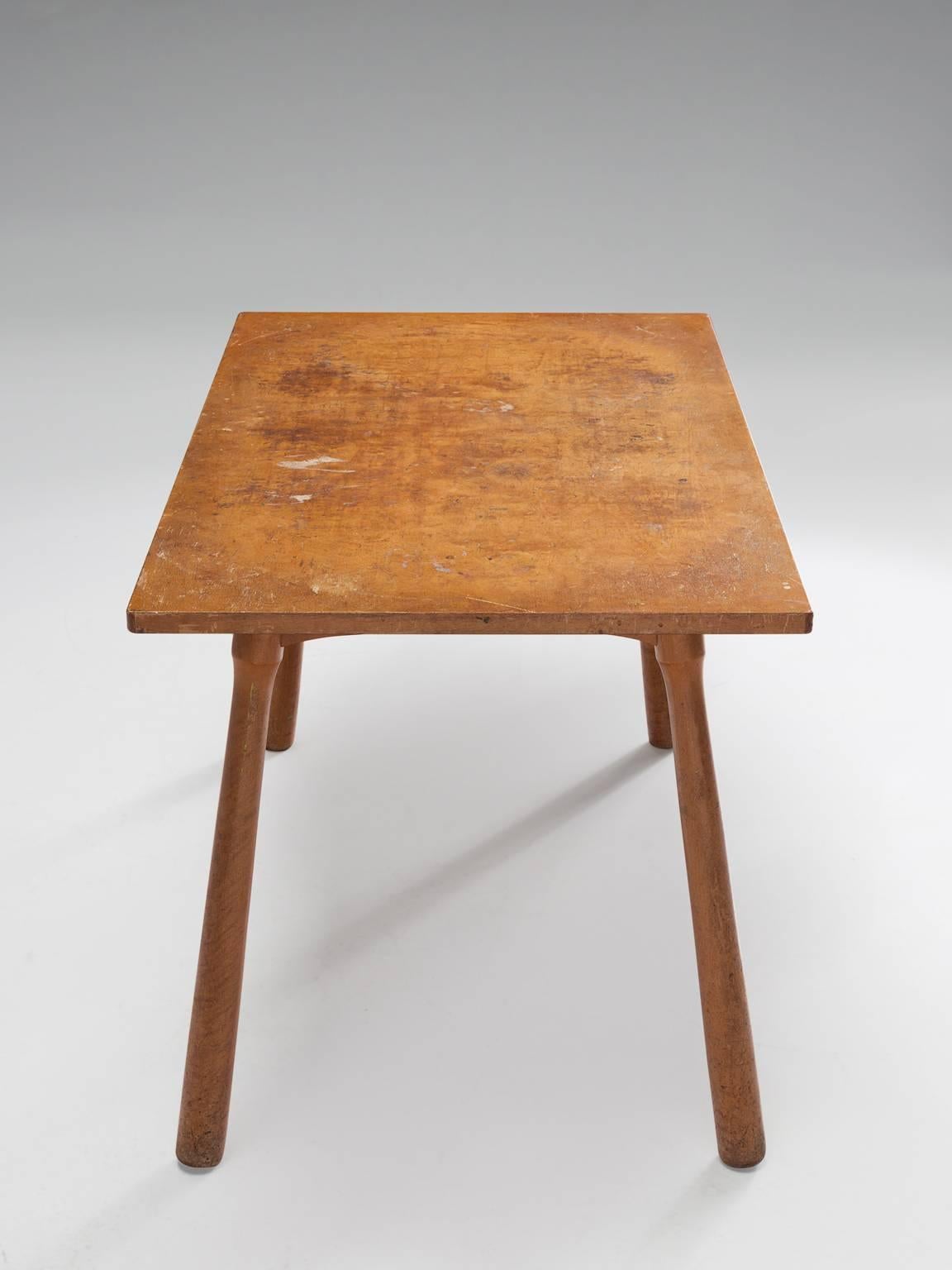 Mid-20th Century Danish Patinated Side Table in Beech