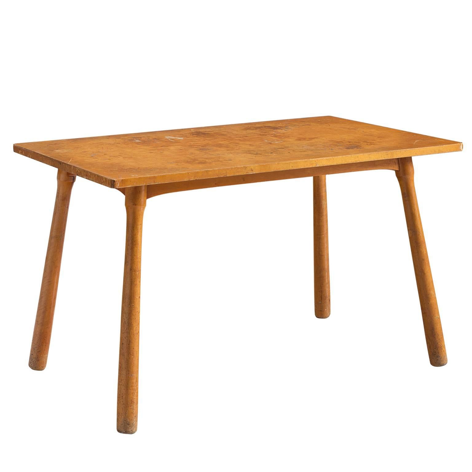 Danish Patinated Side Table in Beech