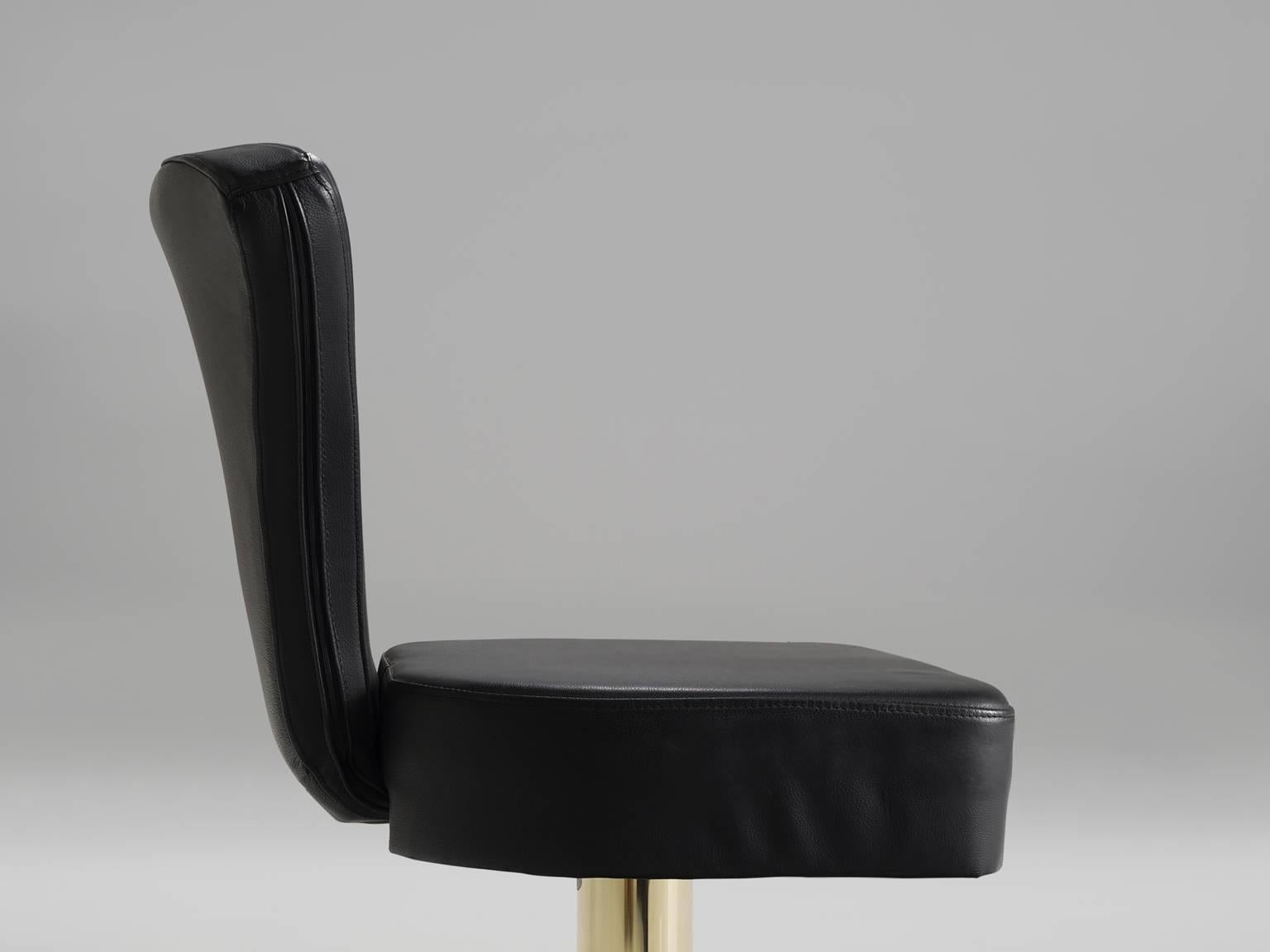 Late 20th Century Set of 12 'Florence' Stools in Black Faux Leather