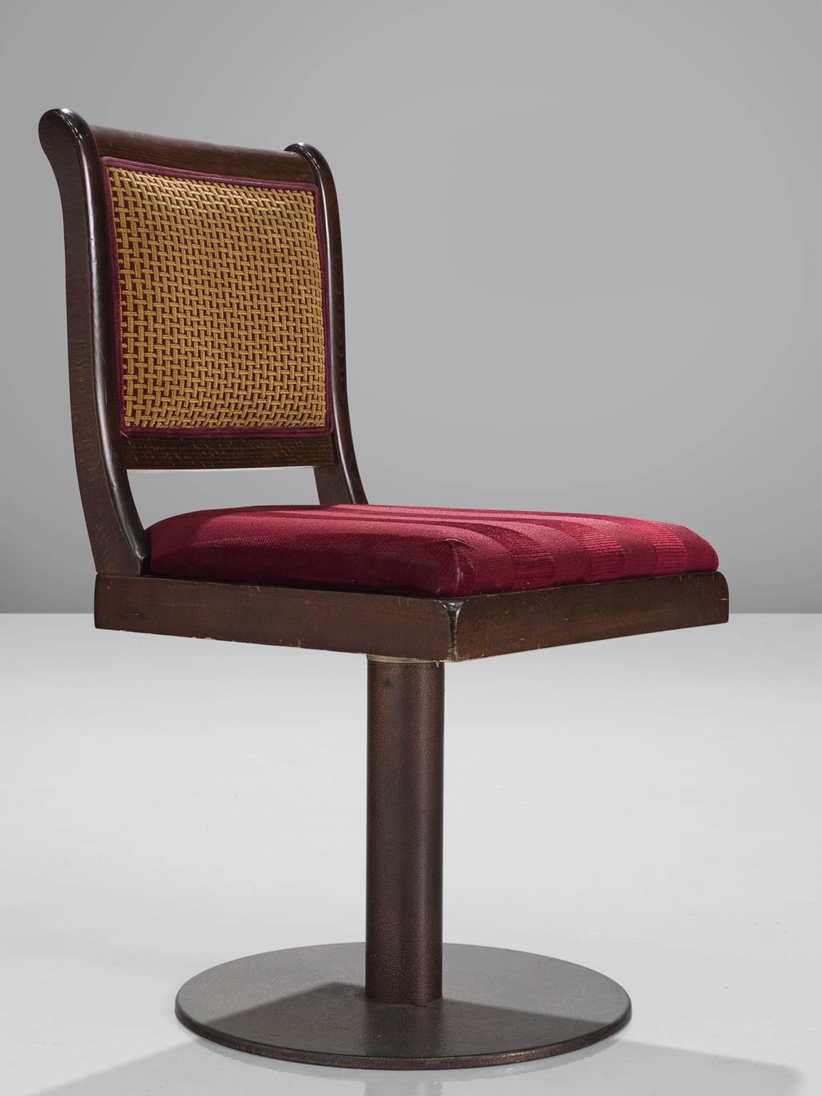 Italian Bar Stools in Stained Wood, 1980s In Good Condition In Waalwijk, NL