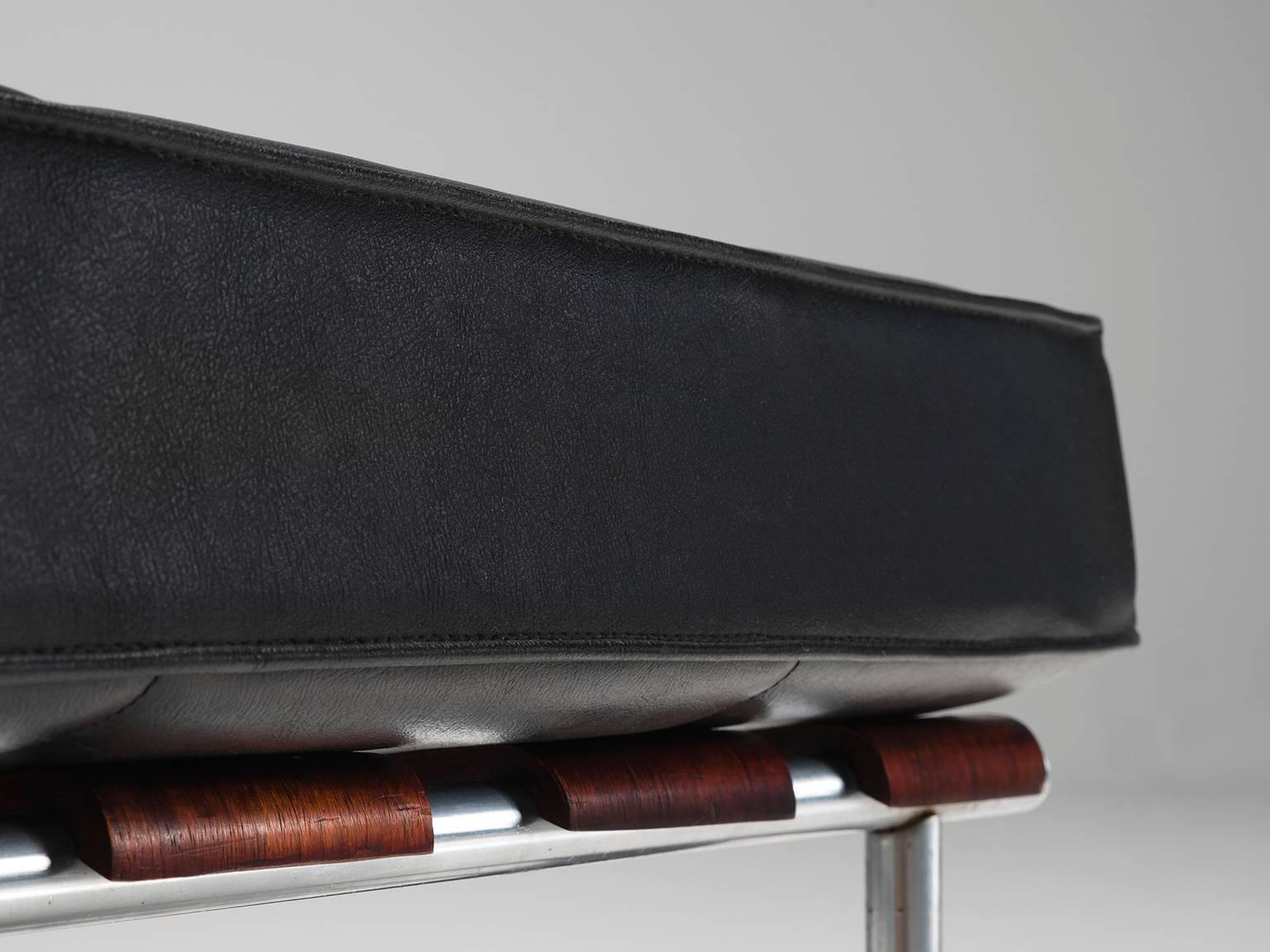 Mid-20th Century Kho Liang Le Easy Chairs in Rosewood and Black Leatherette