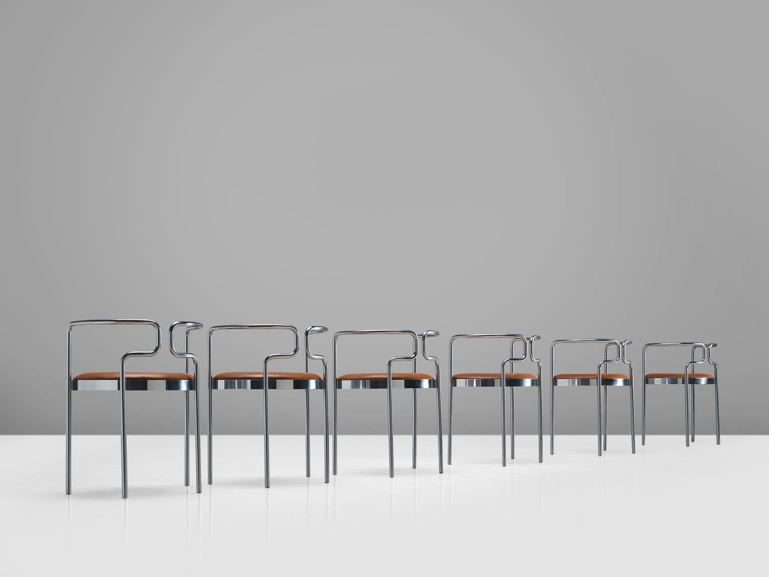 Henning Larsen for Fritz Hansen Tubular Leather Chairs In Good Condition In Waalwijk, NL