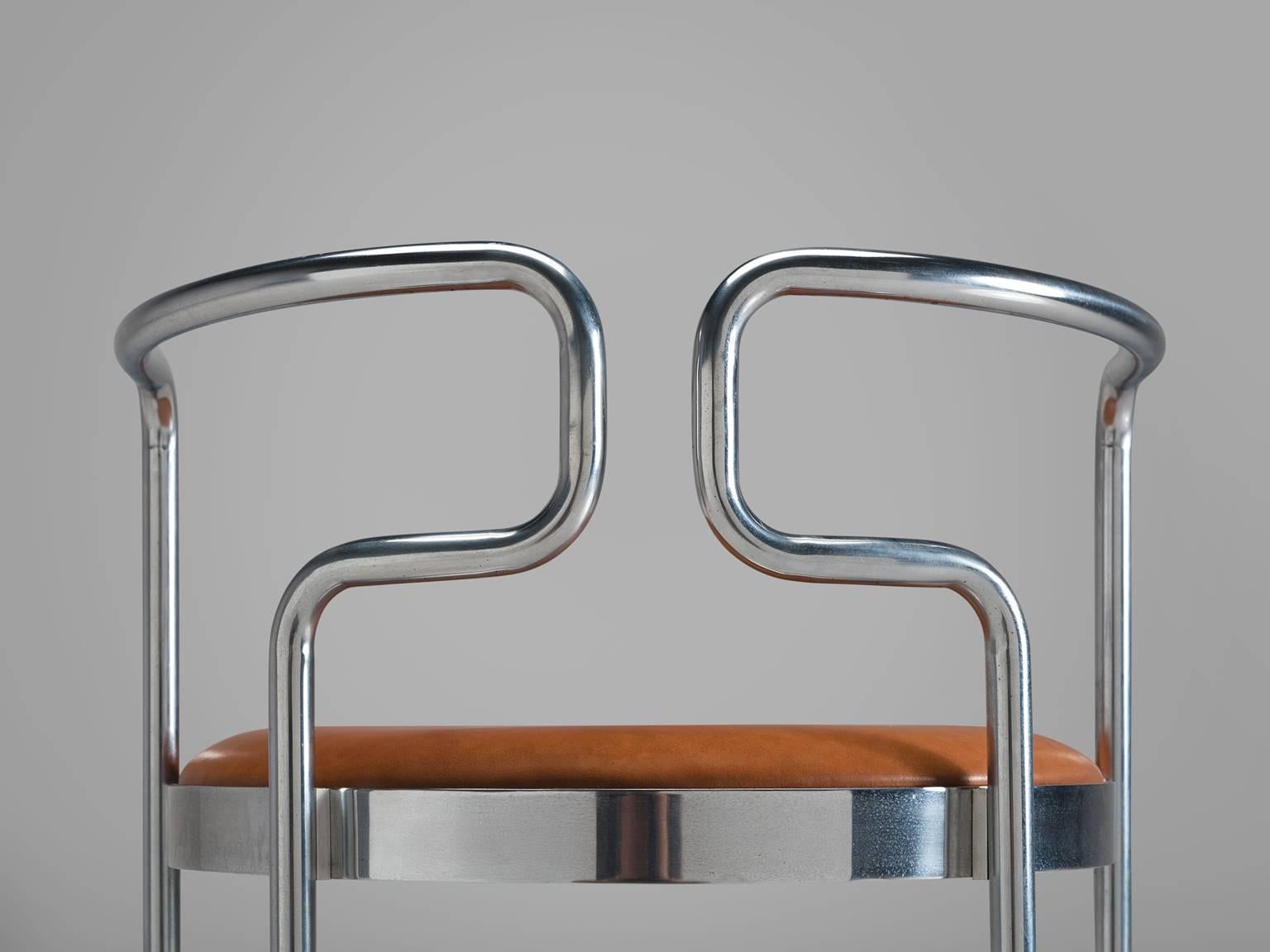 Steel Henning Larsen for Fritz Hansen Tubular Leather Chairs