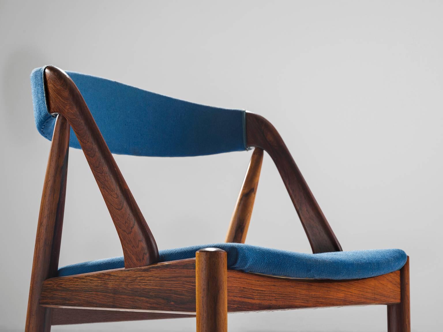 Fabric Kai Kristiansen Set of Six Rosewood Dining Chairs