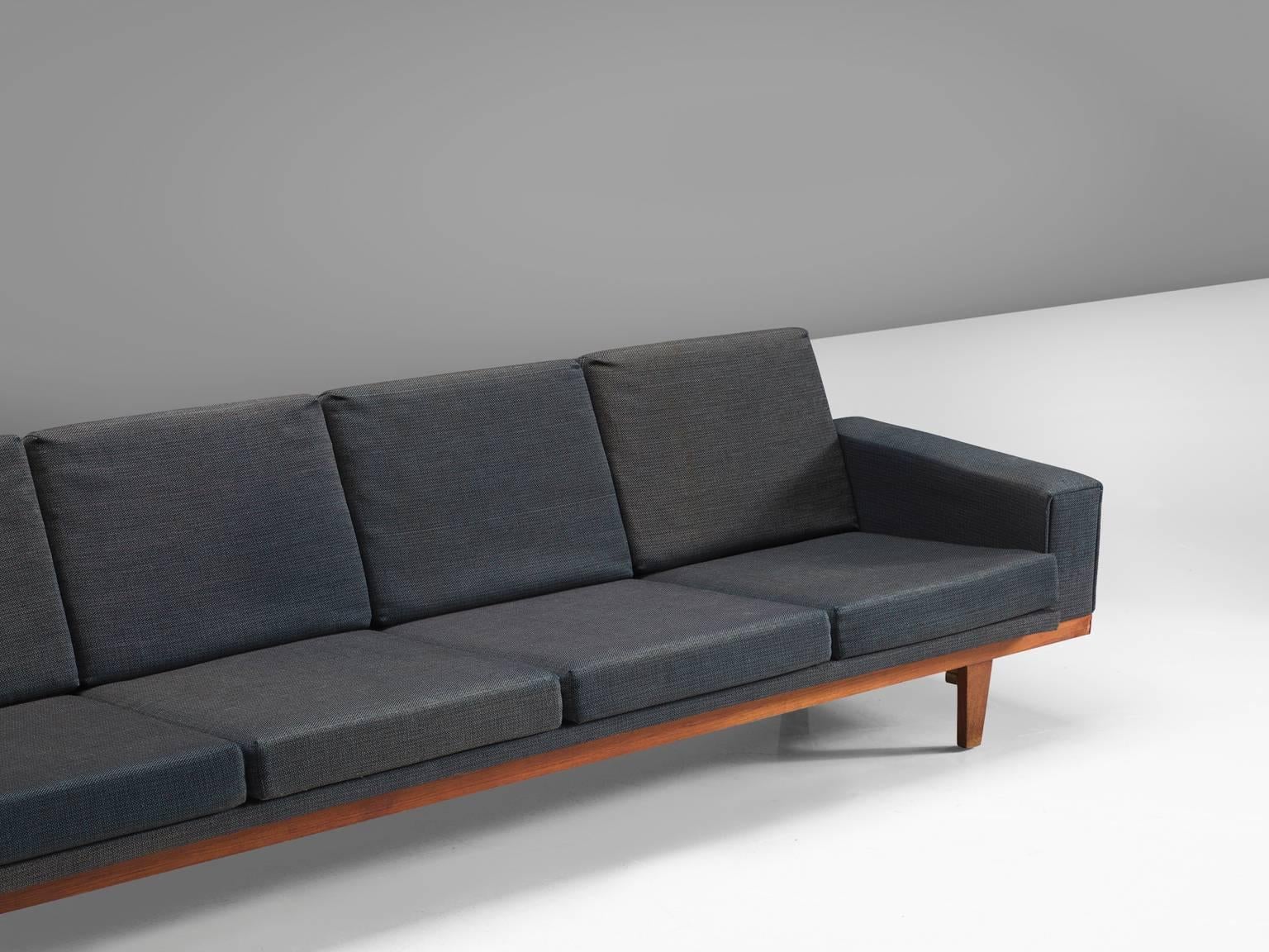 Mid-20th Century Danish Four-Seat Sofa with Teak Frame