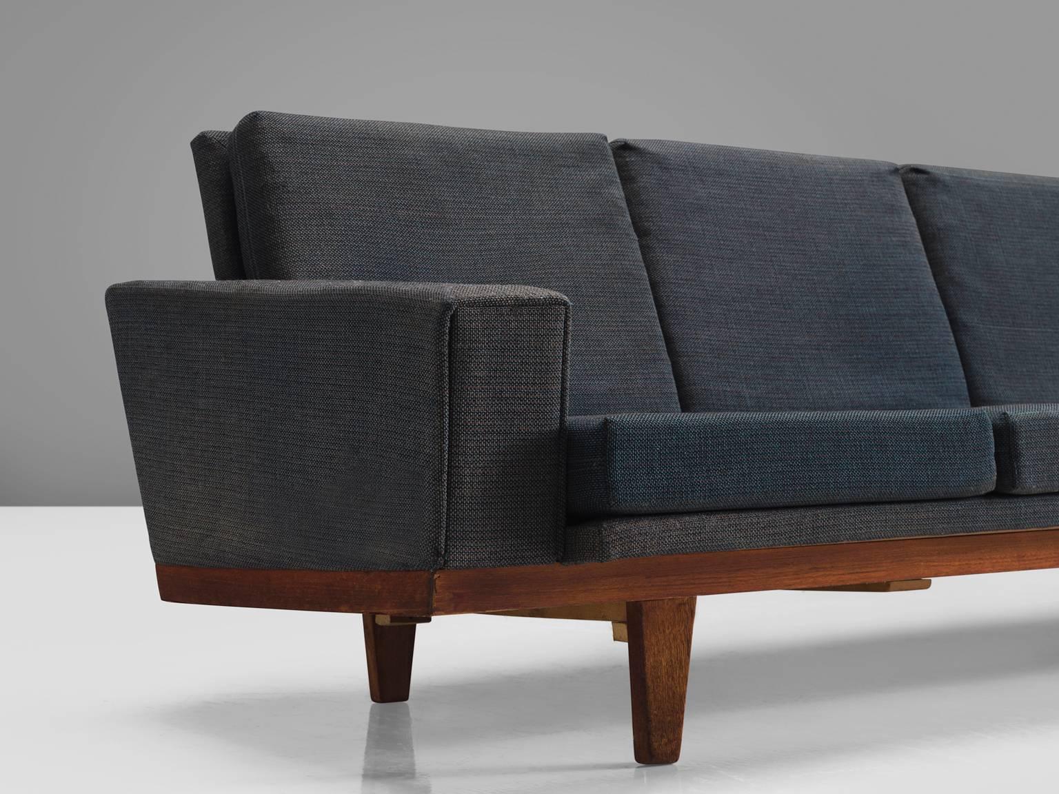 Danish Four-Seat Sofa with Teak Frame 1
