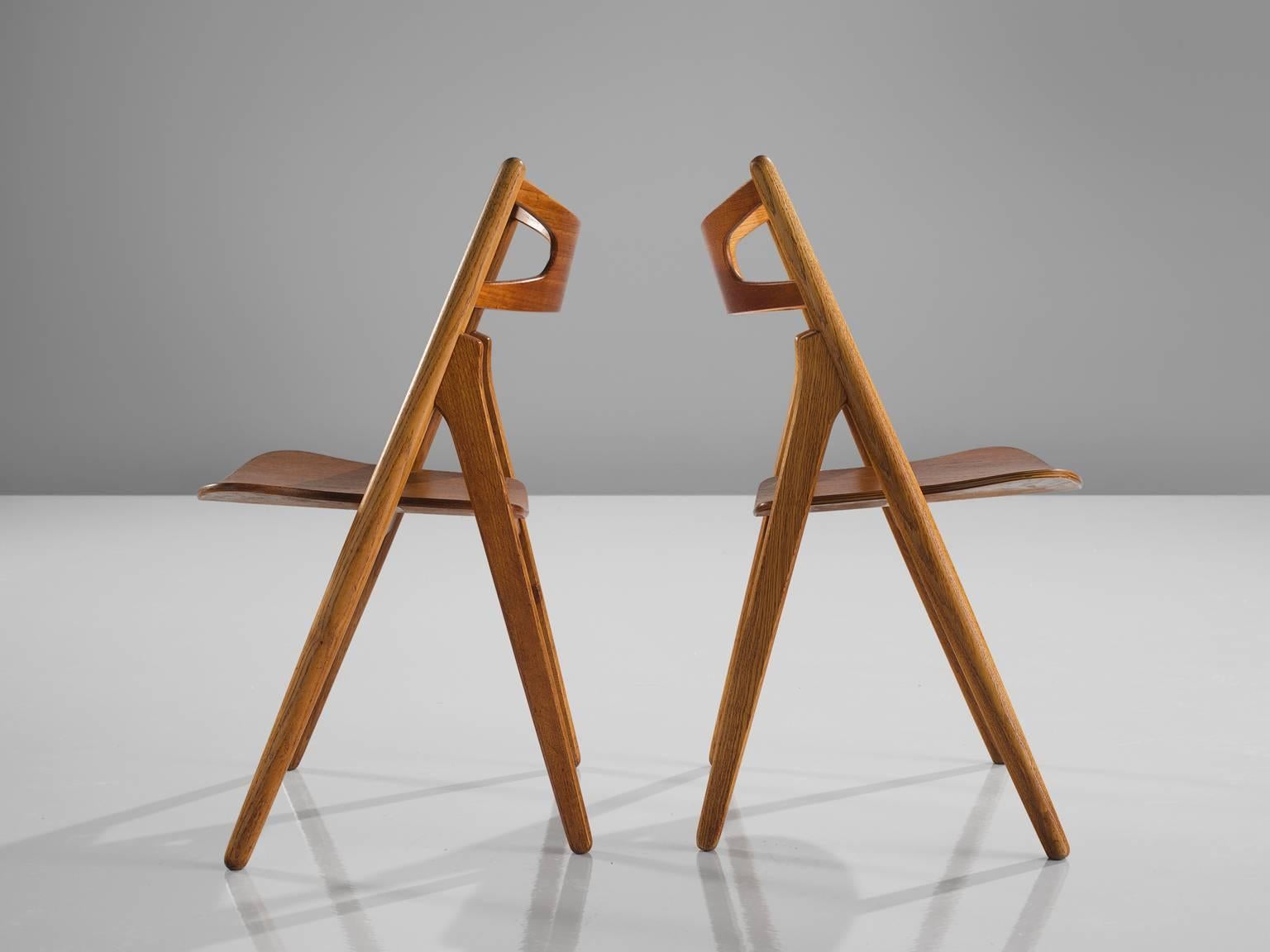 Mid-20th Century Hans J. Wegner Restored Set of Eight Matching Sawbuck Chairs