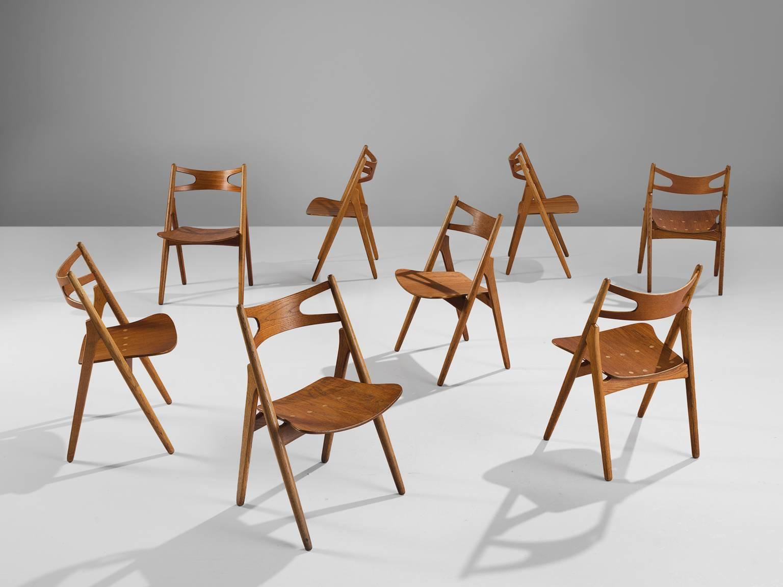 Scandinavian Modern Hans J. Wegner Restored Set of Eight Matching Sawbuck Chairs