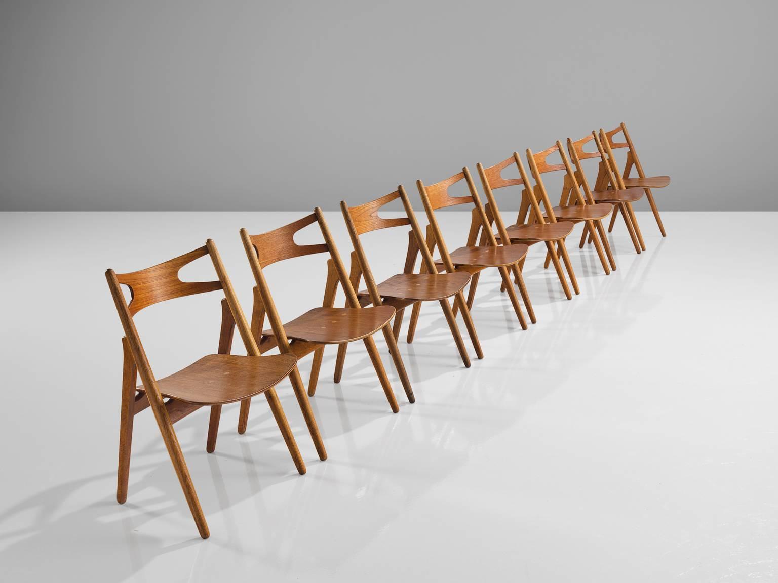 Danish Hans J. Wegner Restored Set of Eight Matching Sawbuck Chairs