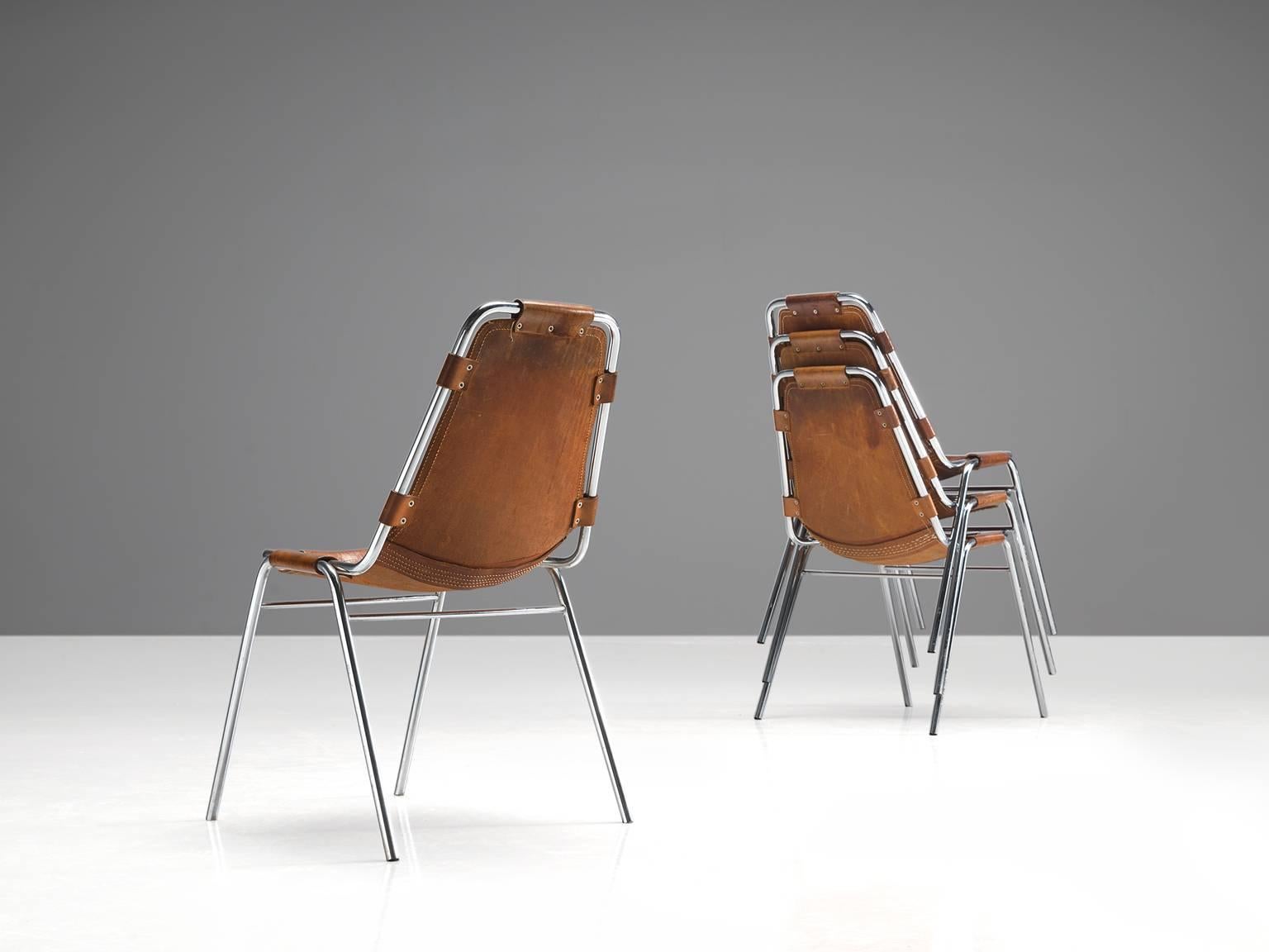 French Set of Four Les Arcs Chairs Selected by Charlotte Perriand