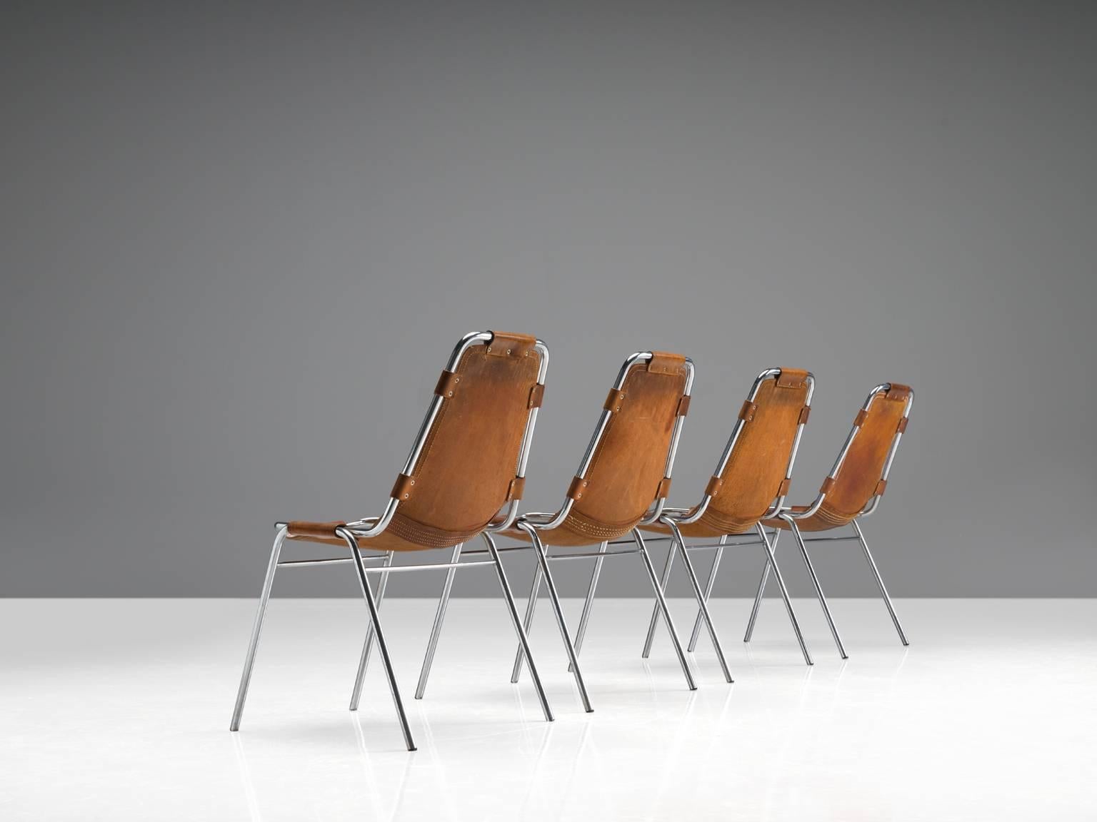 Post-Modern Set of Four Les Arcs Chairs Selected by Charlotte Perriand
